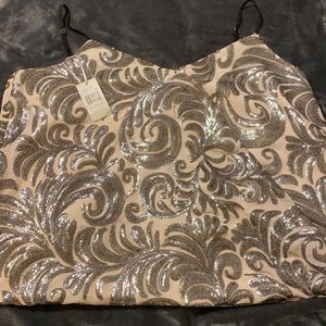 1.State sequin crossover tank top